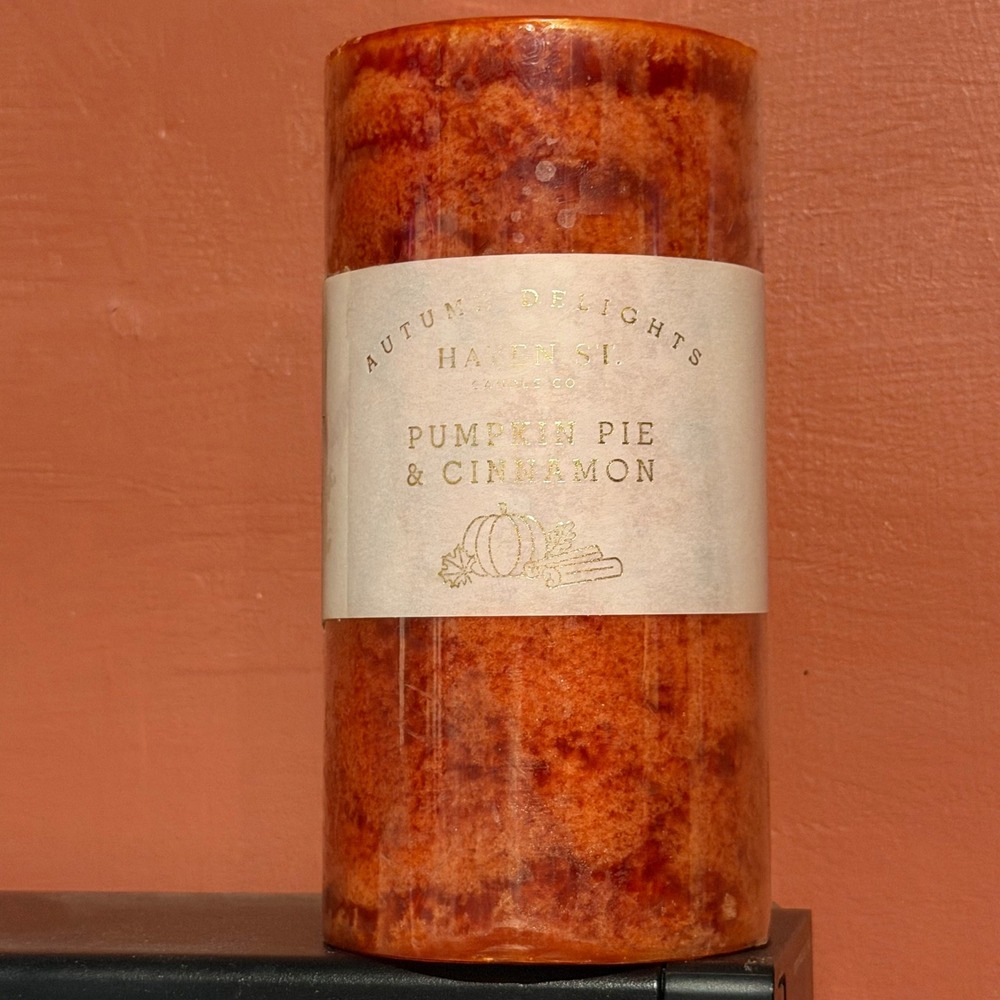 Haven St. Candle Co. Pillar Candle 3x6 Orange New Pumpkin Pie Cinnamon